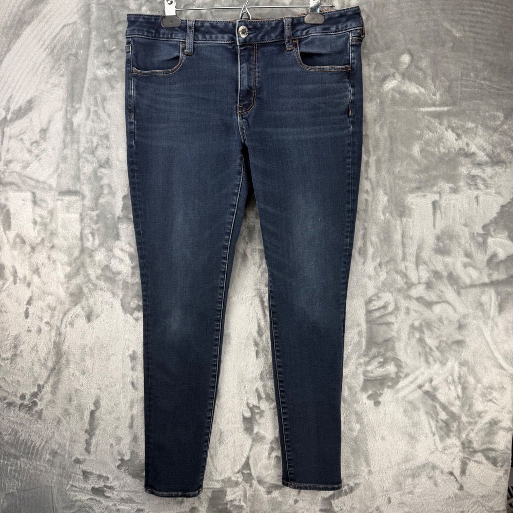 American Eagle 360 Super Stretch Jegging Dark Wash Skinny Jeans Womens 14 Long